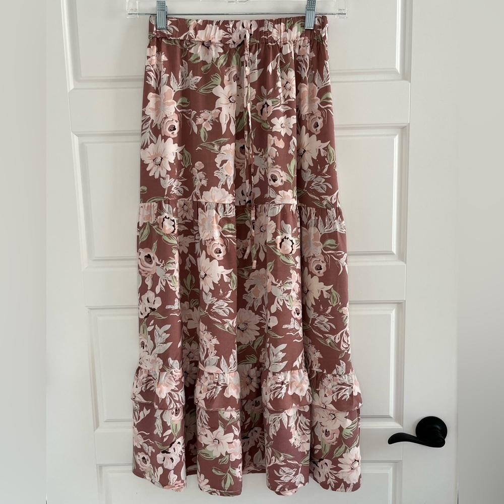 Luna Skies Cottagecore Womens Floral Maxi Skirt Size Small Lightweight Boho